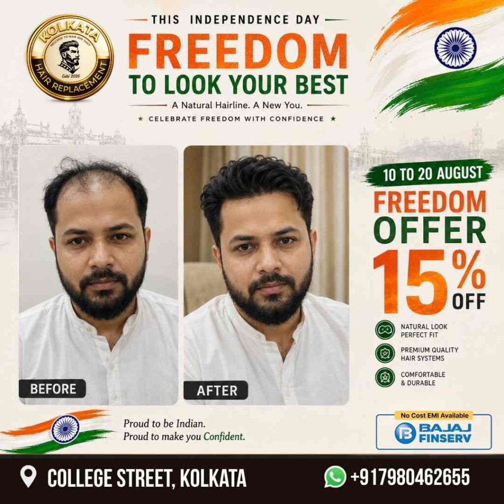 15 percent off on mens hair wig and hair patch in Kolkata
