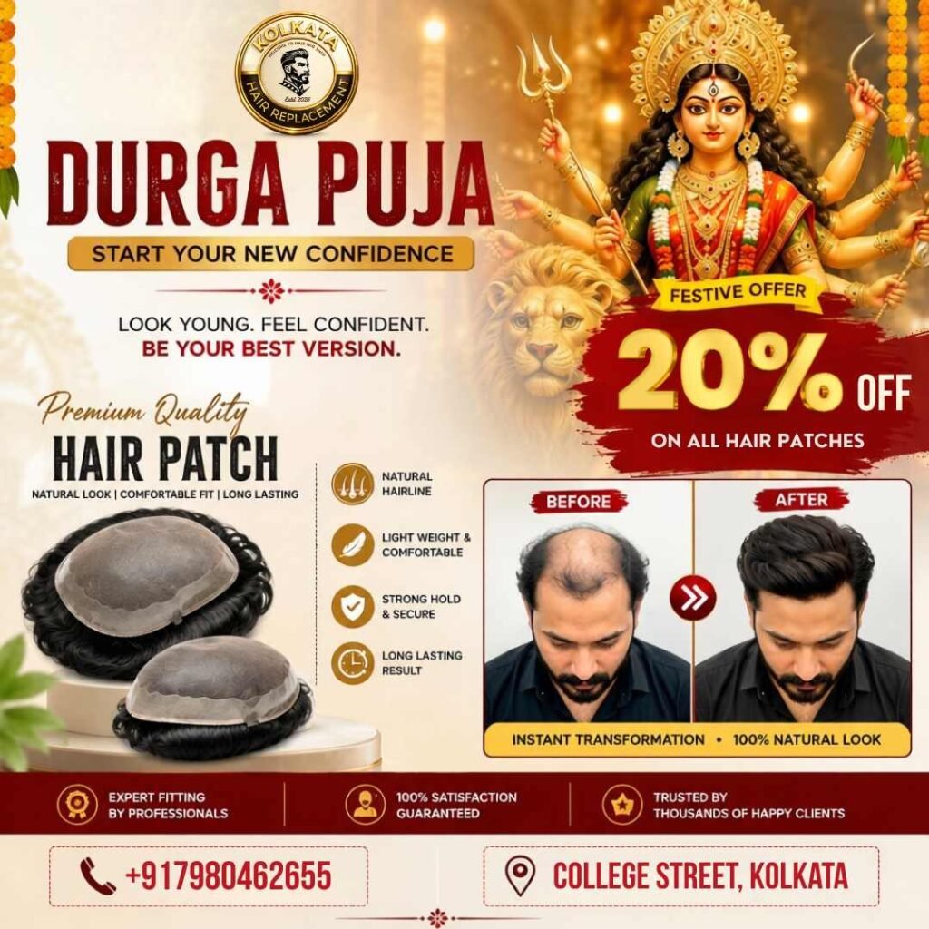 Durga Puja 20% off on mens hair wig and hair patch in Kolkata